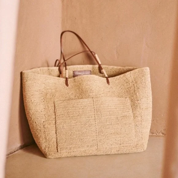 Sezane Bags Iso Sezane Gaby Weave Raffia Tote Poshmark
